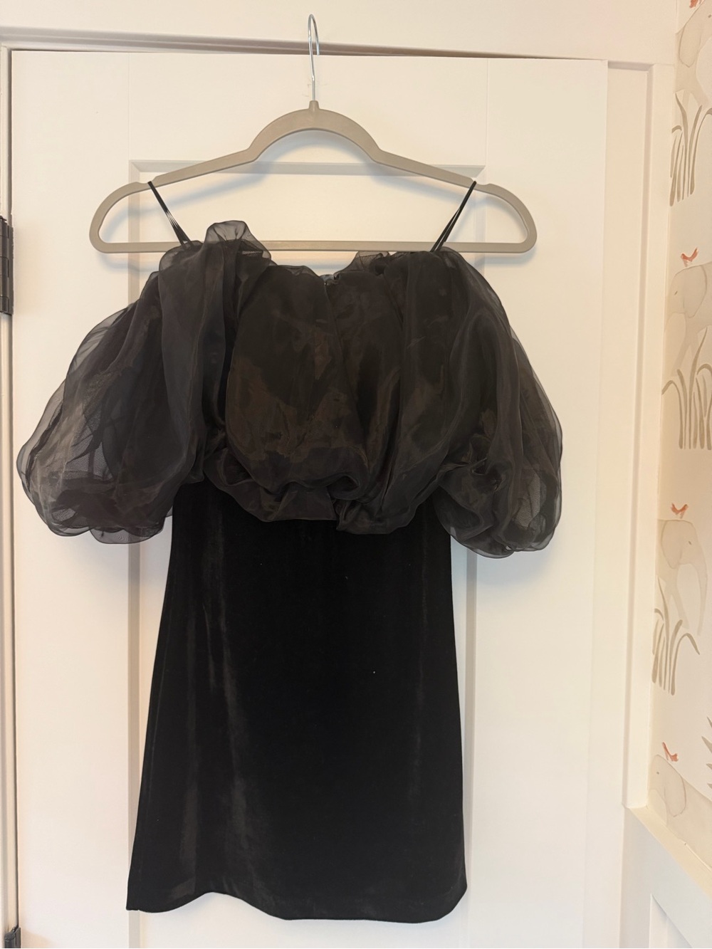 NWT Zara Black Puff Sleeve Mini Dress Size Small Like New